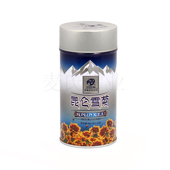 圓形昆侖雪菊鐵罐,茶葉馬口鐵罐包裝