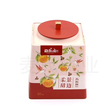 異形大紅柑鐵盒,柑普茶馬口鐵盒,茶葉鐵盒