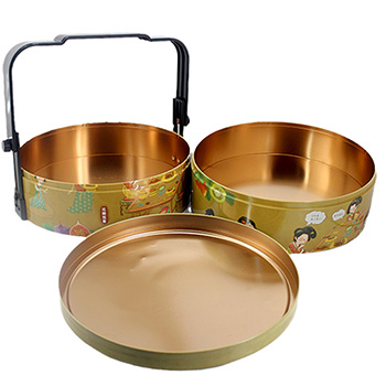 三層手提月餅馬口鐵盒_復(fù)古中秋食品鐵盒定做工廠(chǎng)